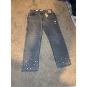NWT Women's Size 30 Levi's Low Pro Gray Bleach Splatter Straight Leg Relax Jeans
